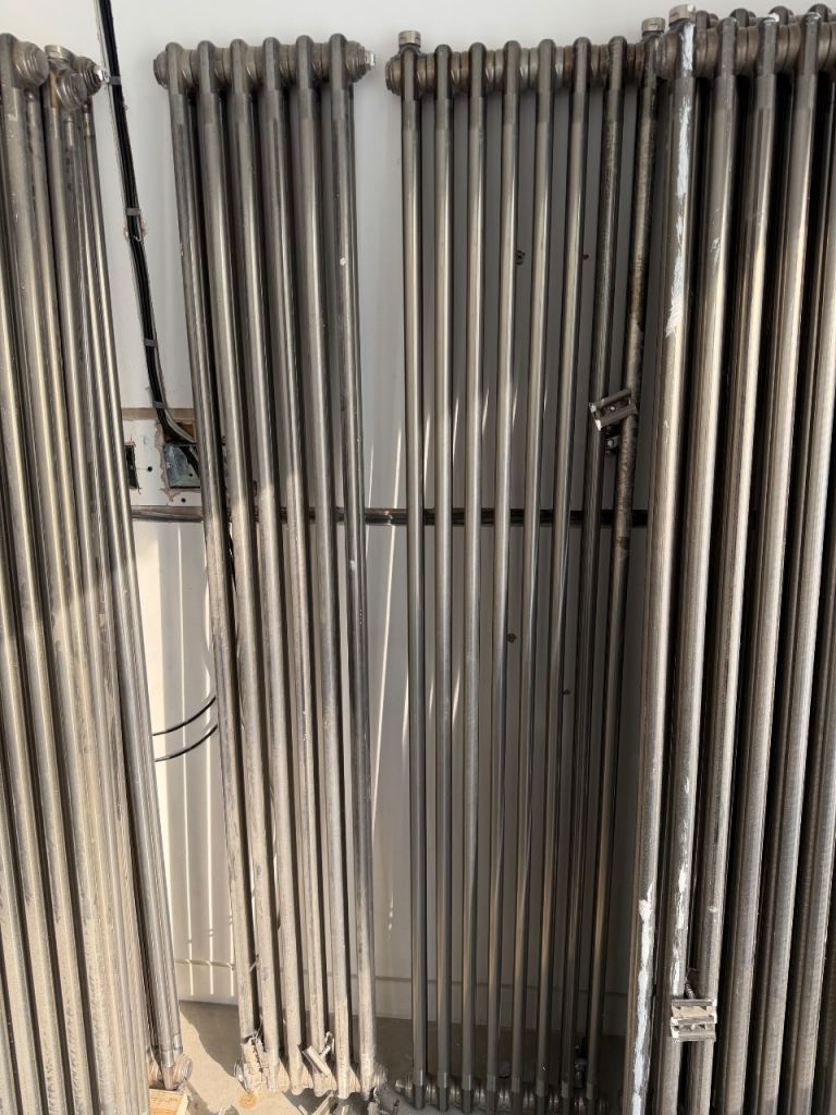 1 x Vertical Two Column Radiator (34cm wide) - Silver/Metal, Good Condition