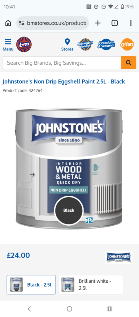 Johnstone's Non Drip Eggshell Paint 2.5L - Black