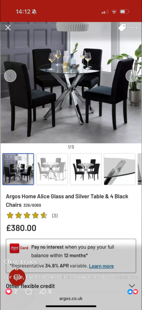 Dining table and chairs 