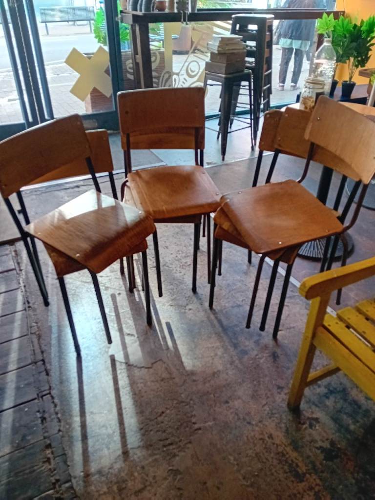 Free to collect - Set of 8 Wooden school Chairs – various Condition