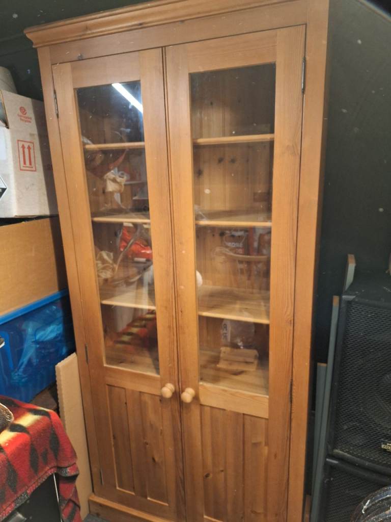 image for Display cabinet, solid pine, great condition 
