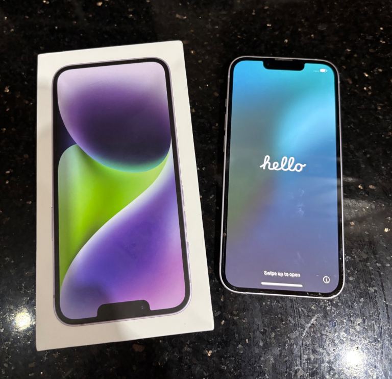 iPhone 14 128GB in purple. 