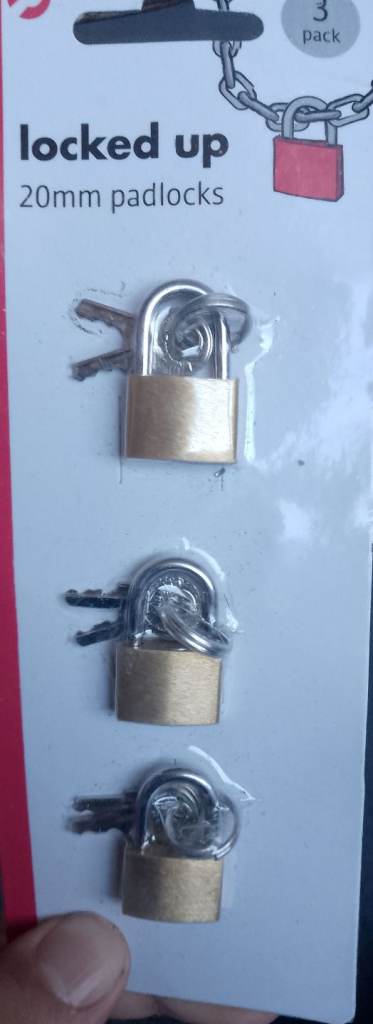 image for New pack of 3 20mm padlocks