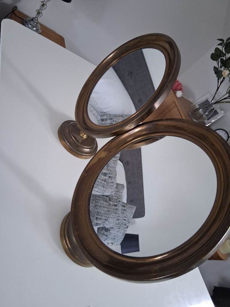 2 Brass Framed Matching Mirrors 