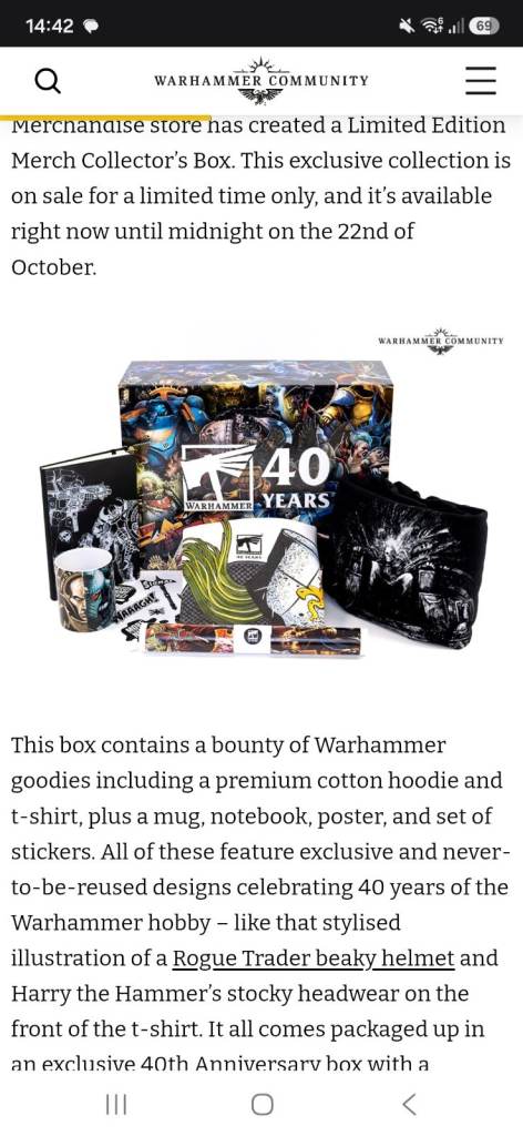 Warhammer 40 Years Merch Collector's Box - Limited Edition