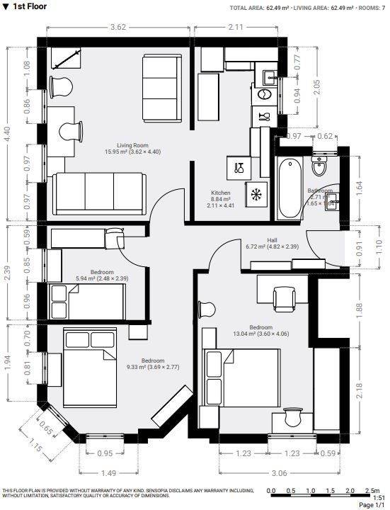 NOT HMO: Stunning, 3 bedroom, 1st floor flat in Southside – available January