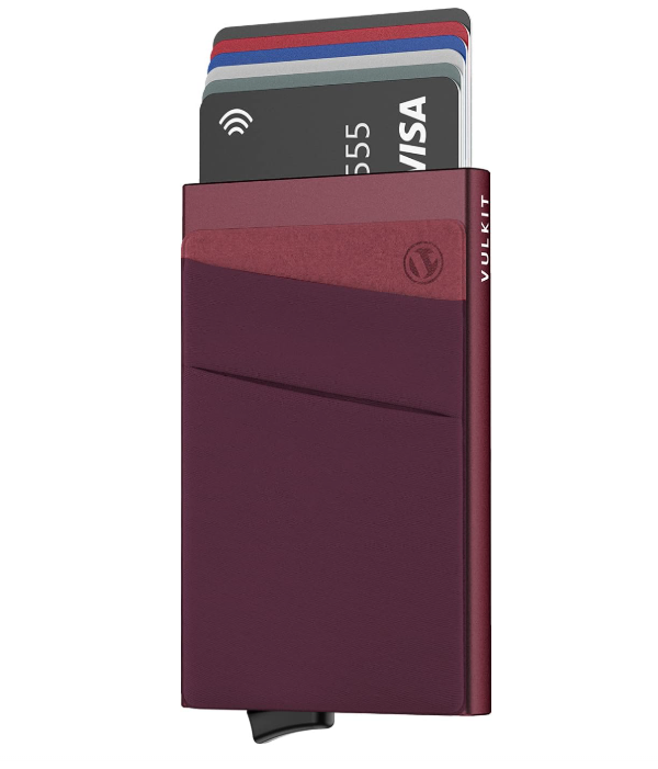 Card Holder with Money Pocket RFID Blocking Slim Metal Bank Card Case Holds 5 Cards and Notes