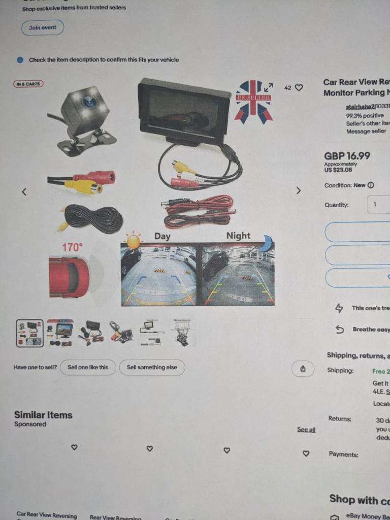 FURTHER REDUCED PRICE brand new Car rear view camera kit 