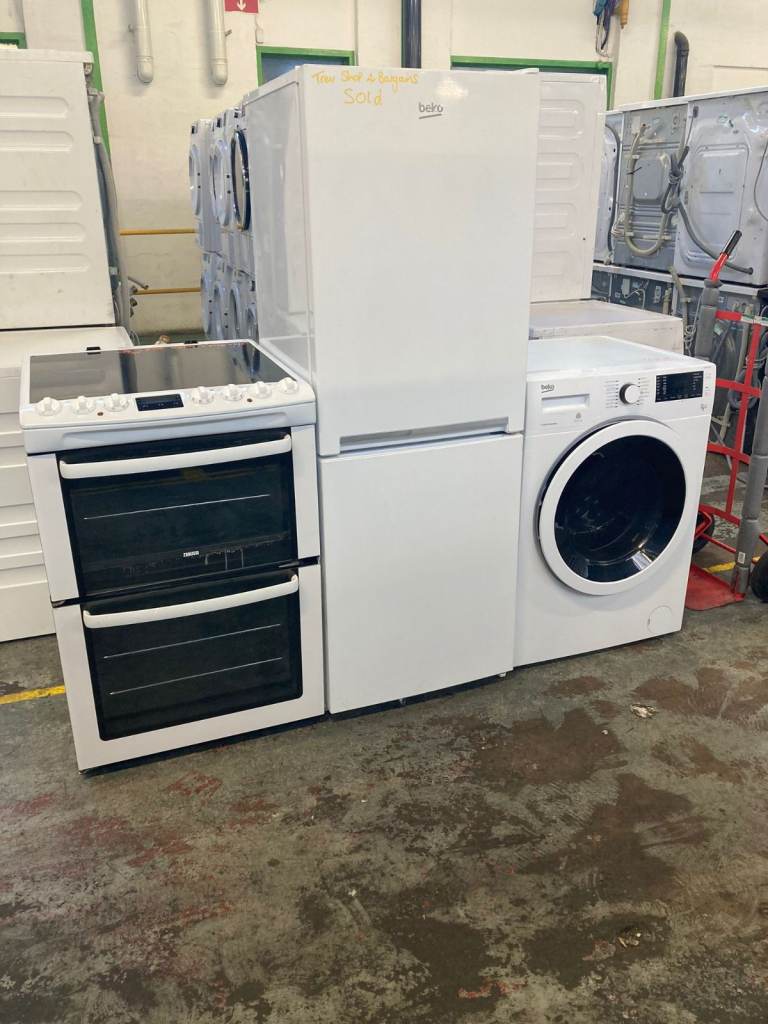 Washer dryers, Washing machines, Condenser dryers & Fridge freezers with full warranty.