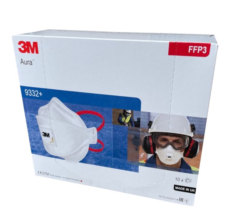 Box of 3M Aura 9332+ FFP3 Valved Respirator Masks (New)