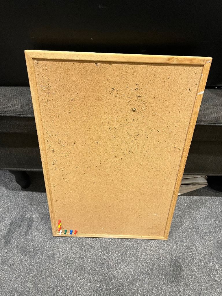 Cork Pin Board with Wooden Frame – Good Condition for Sale