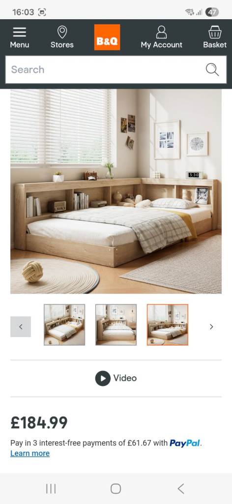 Single bed with shelves and mattress for sale