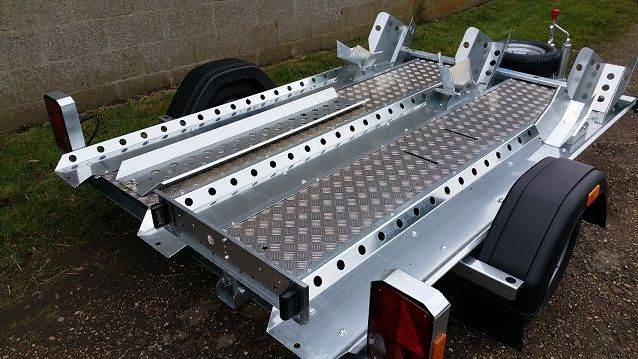 WOODFORD Motorbike Trailer with Three Channels and Wheel Chocks
