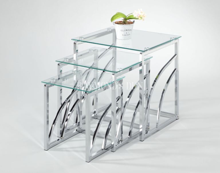 Stackable glass nest of tables