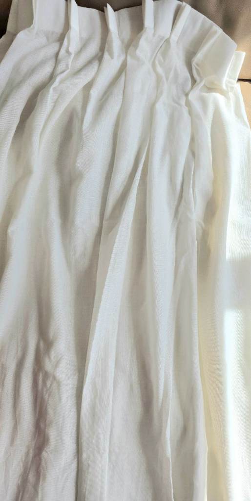 2 x White Linen curtains Panels 