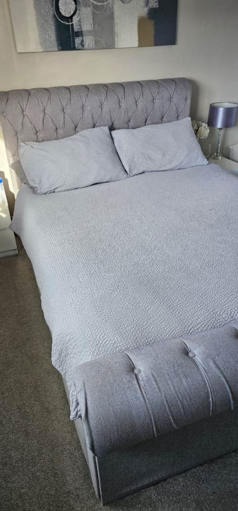 Woven Grey Bed Frame Double 4ft 6