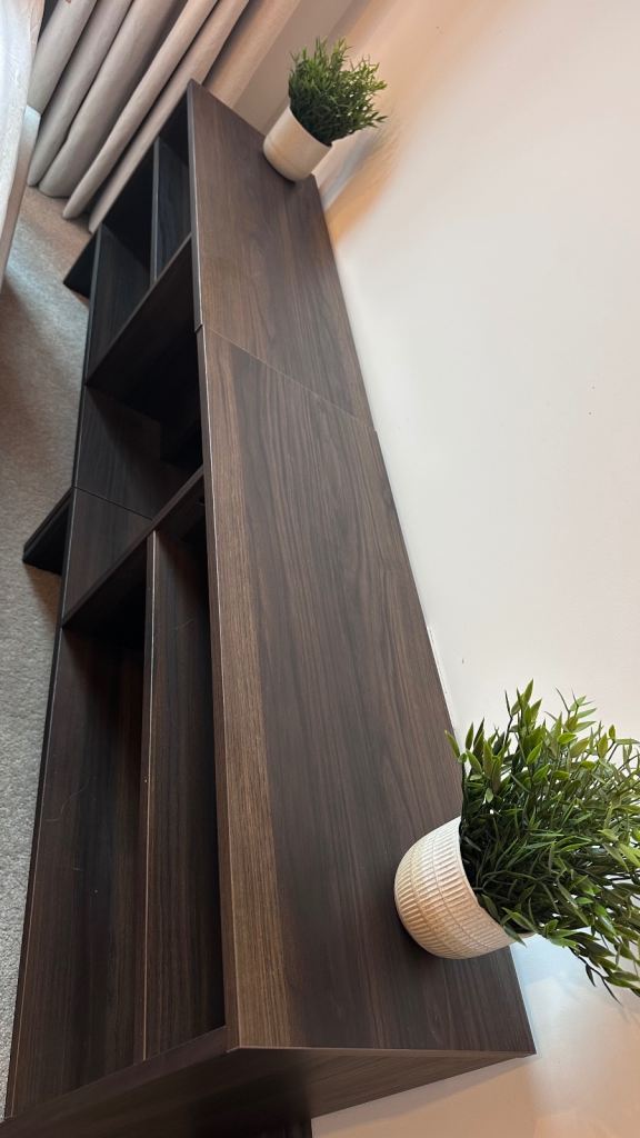 X2 matching Ikea dark brown wood side tables 