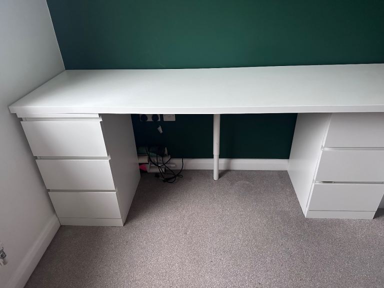 IKEA 200cm Desk with Malm Drawers