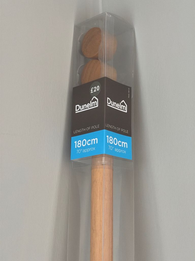Dunelm Wooden Curtain Pole 180cm – New, Unopened