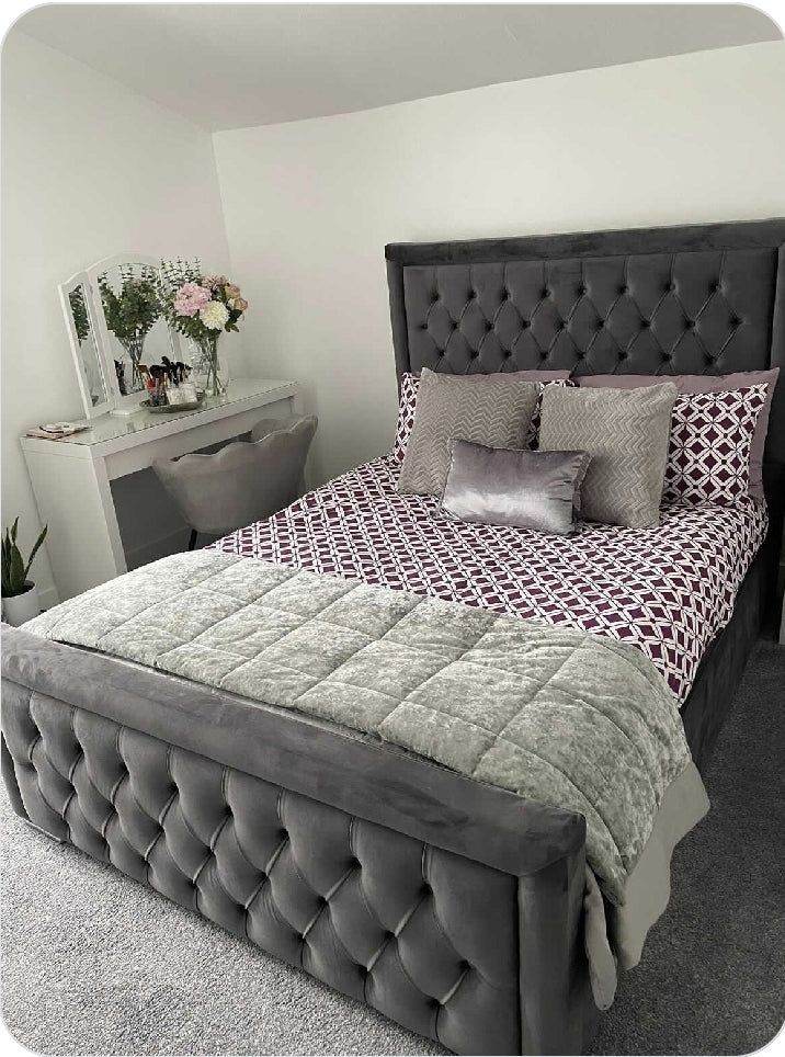 Same Day Delivery ~ Grey Double & King Size HEAVEN Hilton Bed Frame Brand New Order Now 