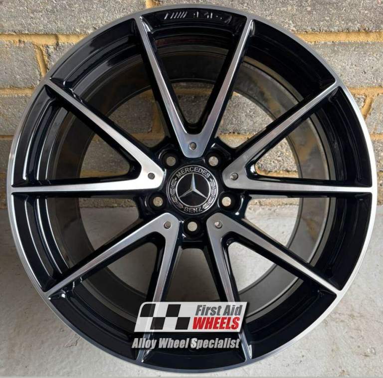 R535DCB Swap MERCEDES C CLASS S205 C63 4x 18'' GENUINE AMG GLOSS BLACK DIAMOND CUT ALLOY WHEELS