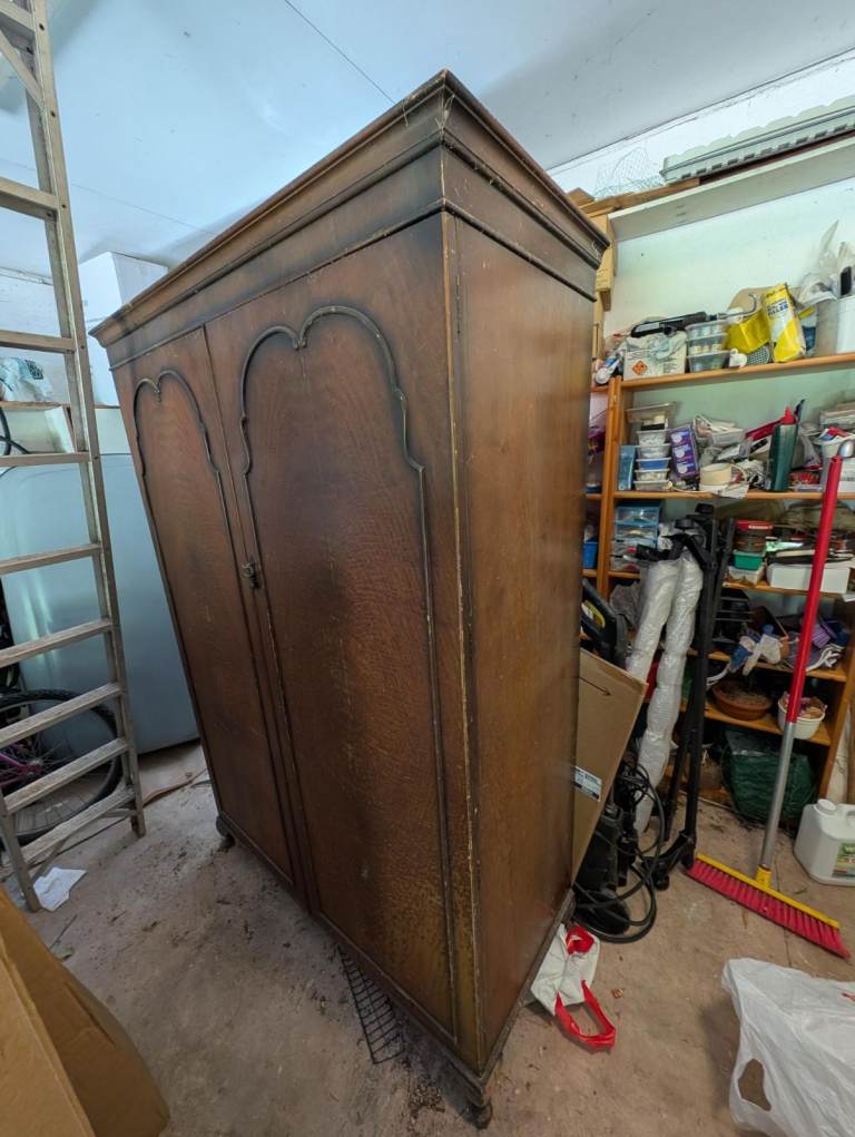 Large Vintage Wooden Wardrobe - Brown