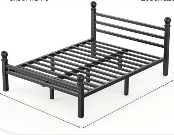 Black metal king size bed frame 
