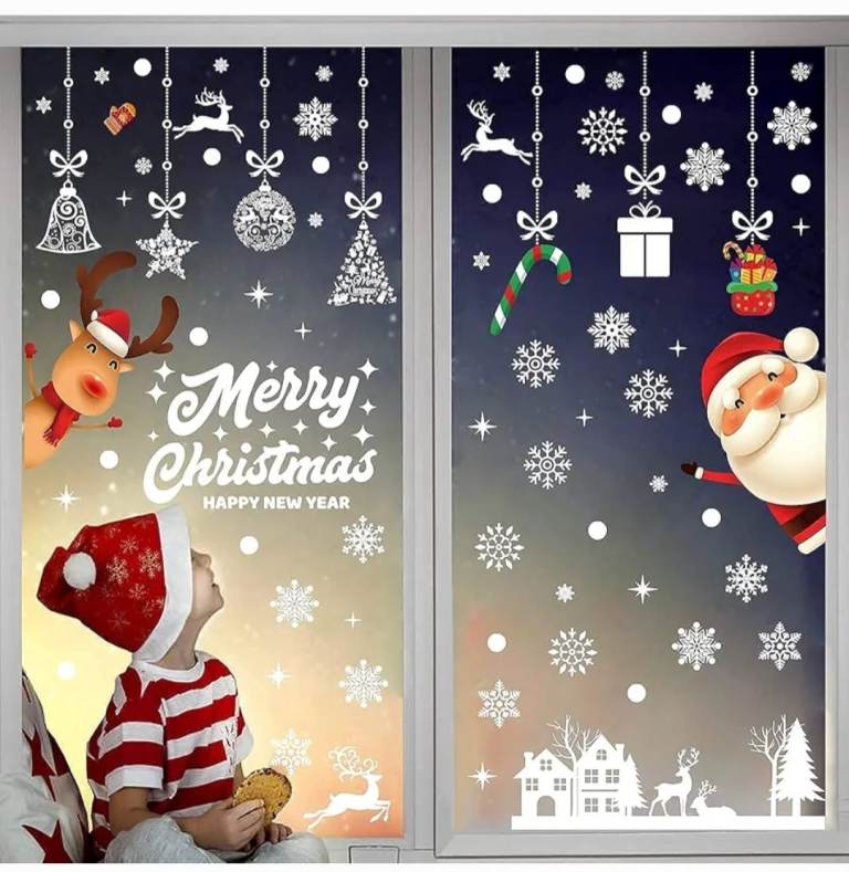 Bnip 197 Pieces Window Stickers Christmas Window Clings
