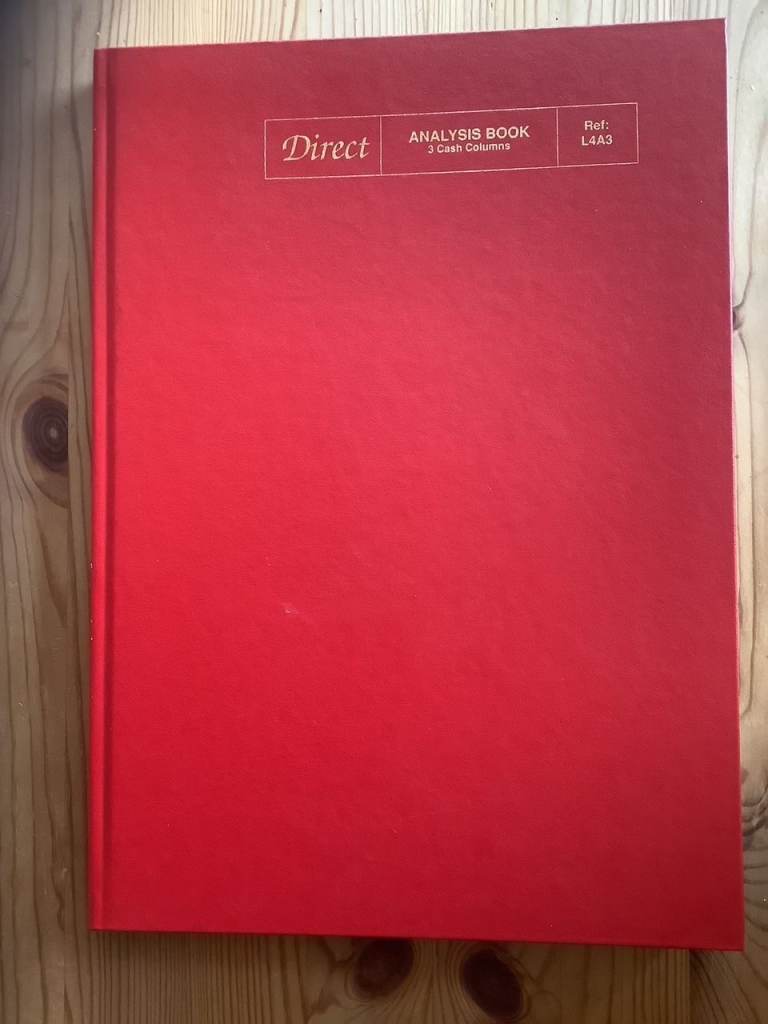 Cash Analysis Book, 3 cash columns.