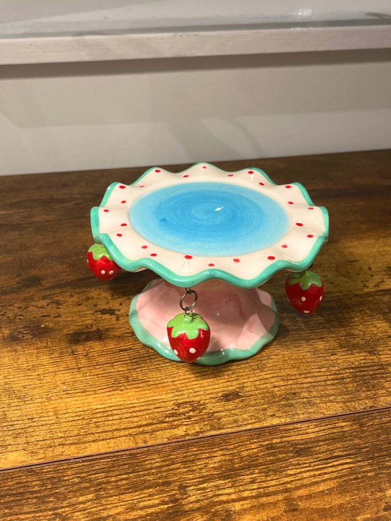 Cute Strawberry Pedestal Tray Jewellery Holder Cottagecore Decor