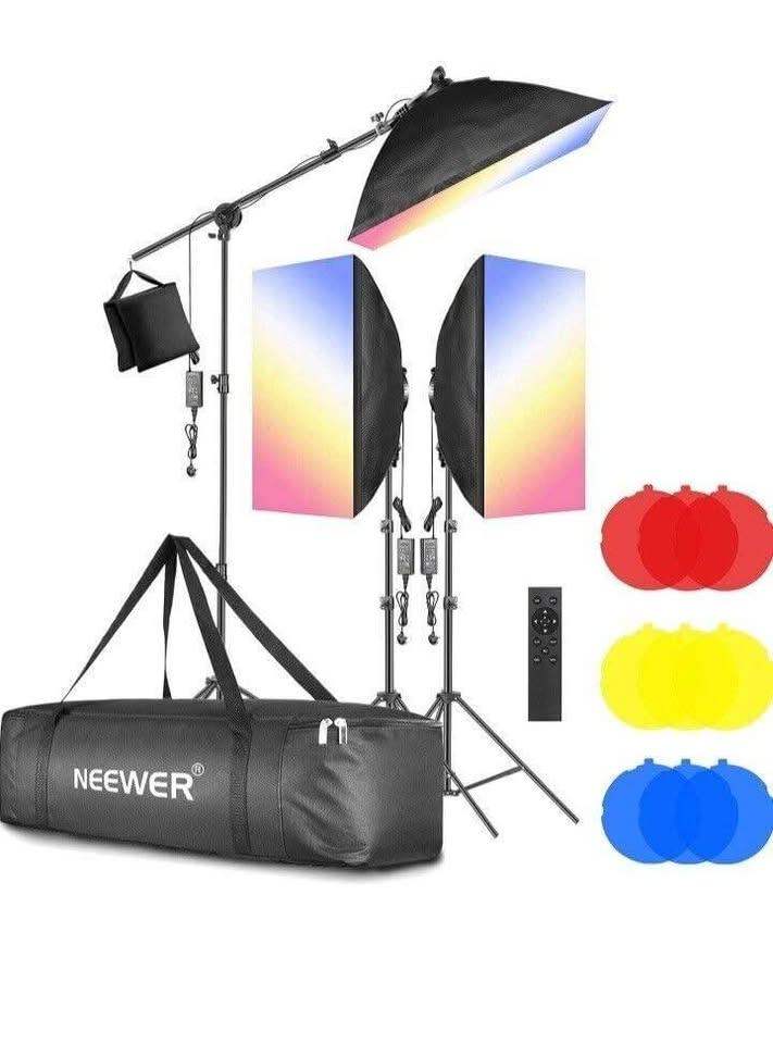 Neewer NW48 2.4G 3 pack softbox light photography studio round LED with tripods