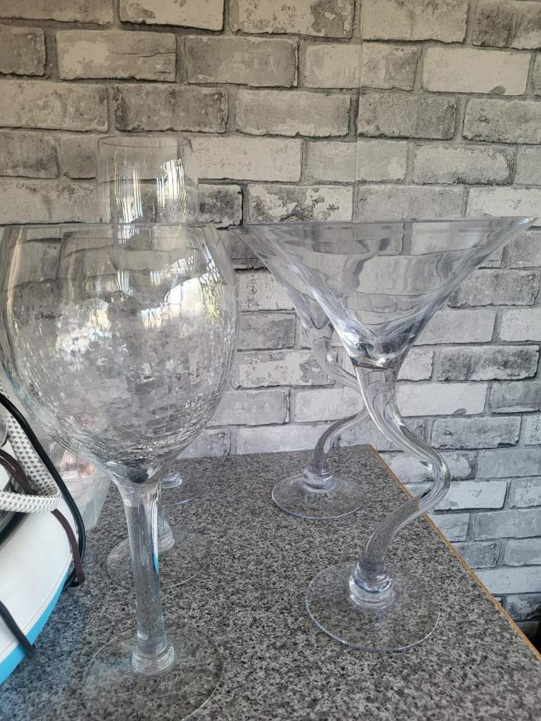 Clear Glassware Set 5 - Gin and Martini Glasses