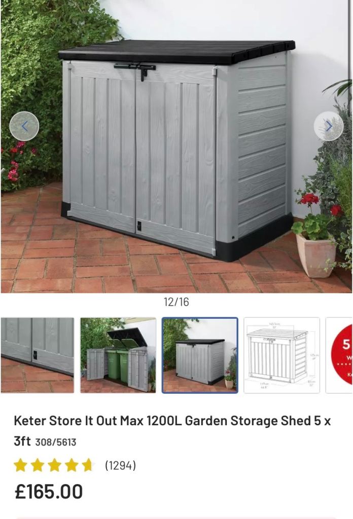 Keter 1200l garden storage shed BRAND NEW