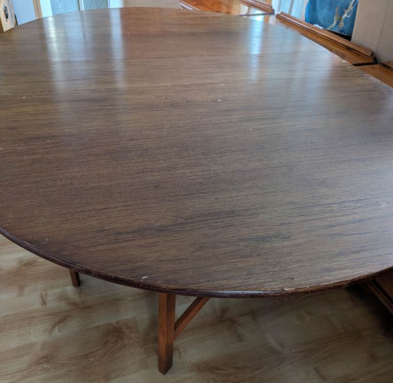 Vintage 1960's Teak Drop Leaf Oval End Dining Table