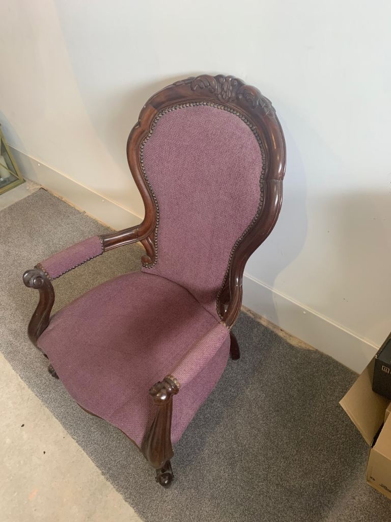 Ornate chair French polished and stud work 