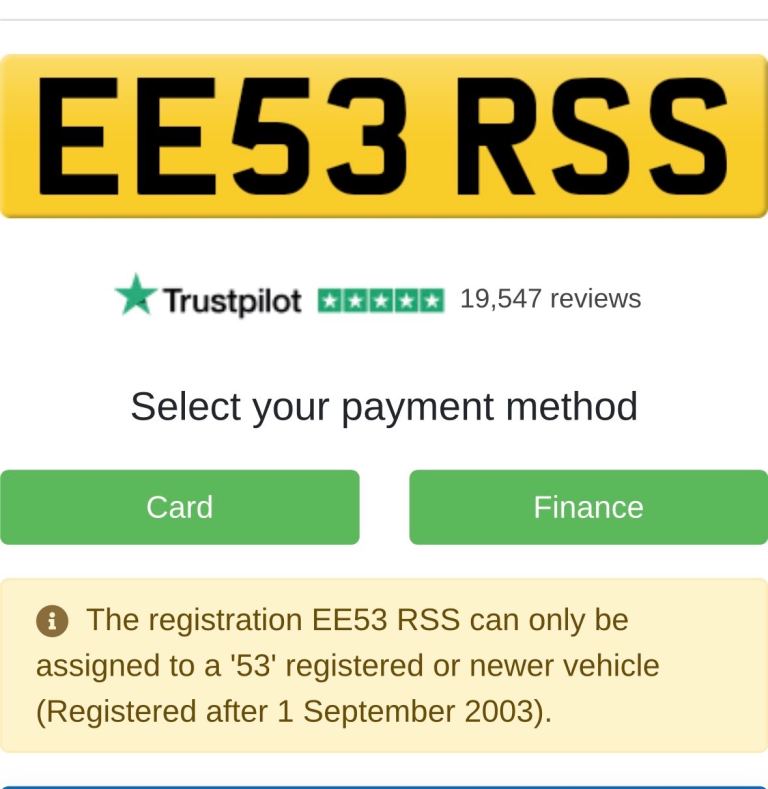 Private number plate (EE53RSS)