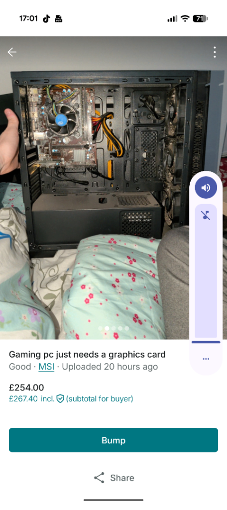 Gaming PC Tower – MSI motherboard , intel i7 processor Needs Graphics Card