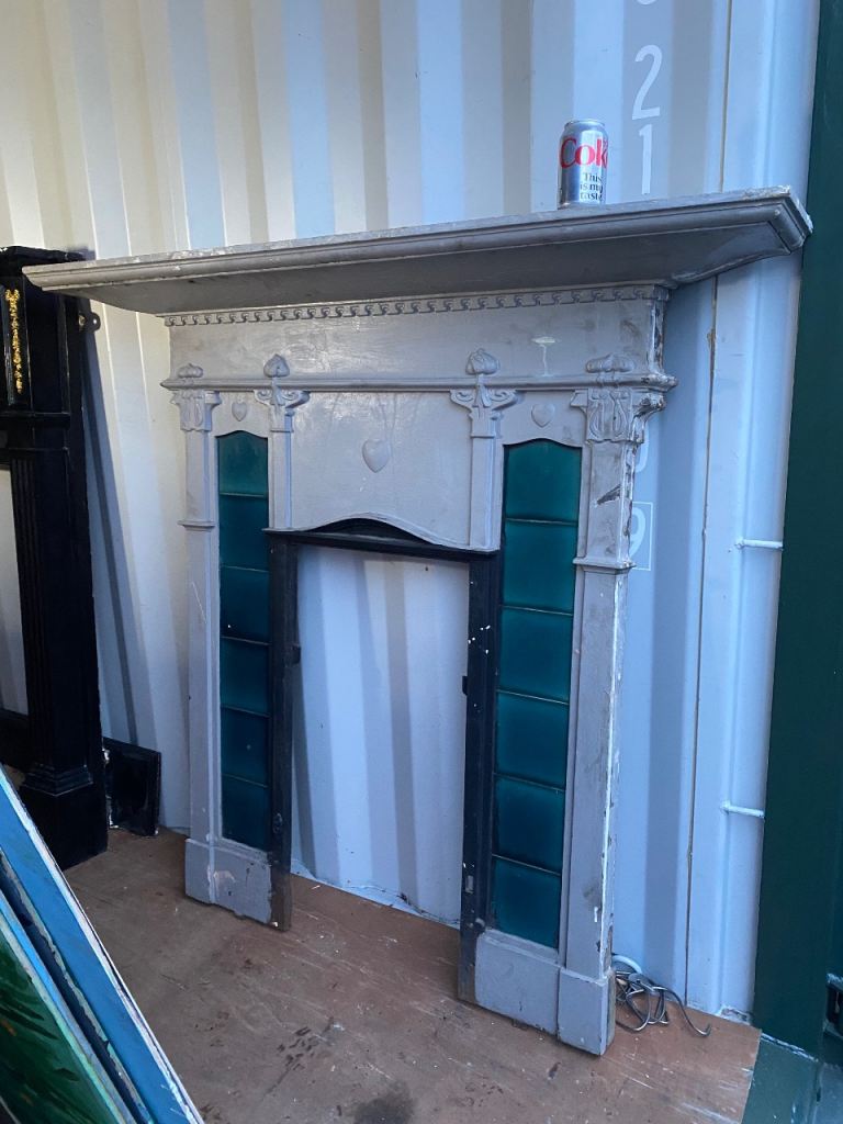 Reclaimed large Art Nouveau cast iron fireplace 