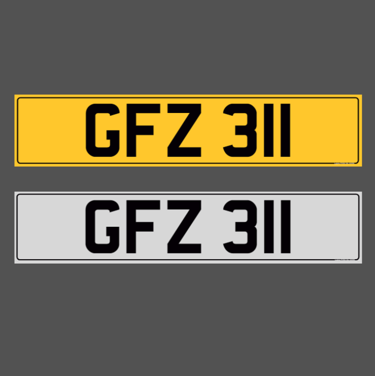 GFZ 311 - Dateless Cherished Registration Number Plate
