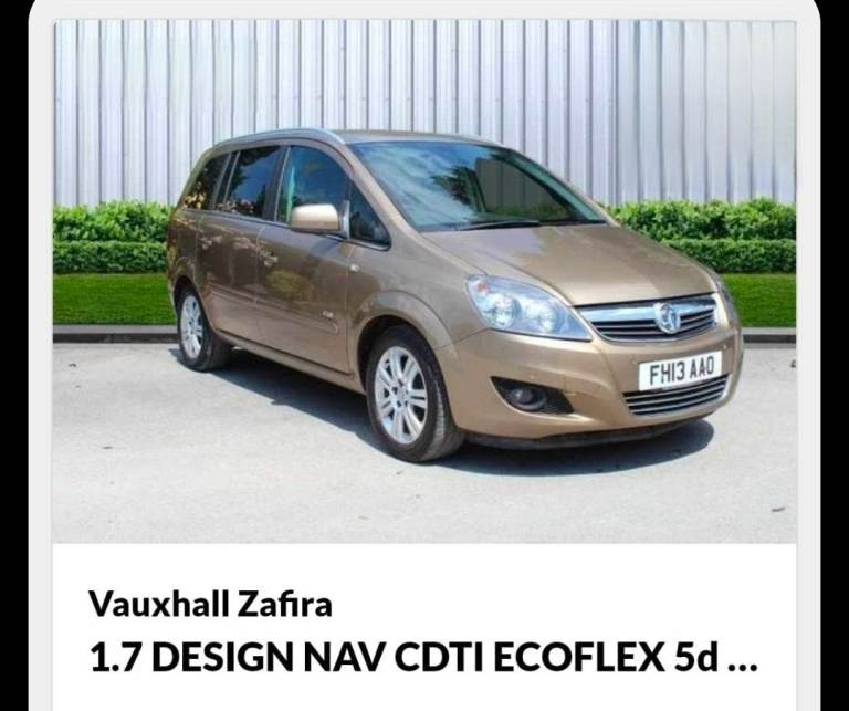 Vauxhall, ZAFIRA, MPV, 2013, Manual, 1686 (cc), 5 doors