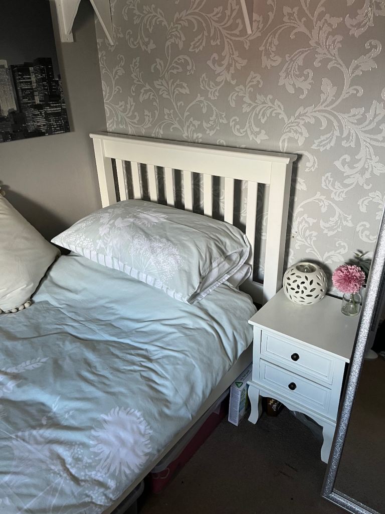 image for Single bed with silent night mattress and bedside table 