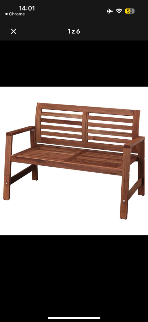 IKEA ÄPPLARÖ bench with backrest, outdoor brown stained 117x65x80 cm