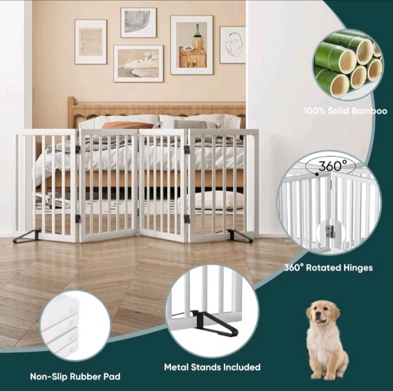 BRAND NEW Bamboo fold up pet gate