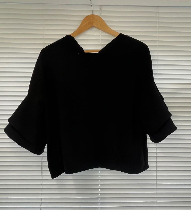 Zara Woman Black Short Sleeve Ruffle Top Size Small
