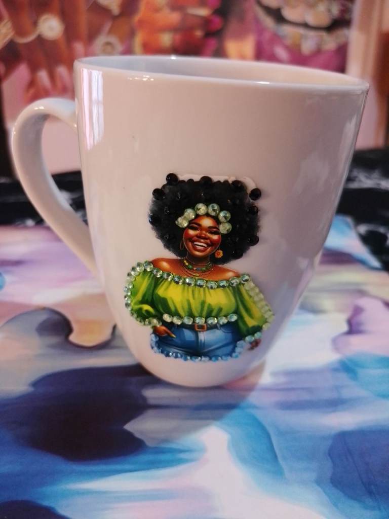 Unique Ceramic Mug with Embellished Design – Brand New