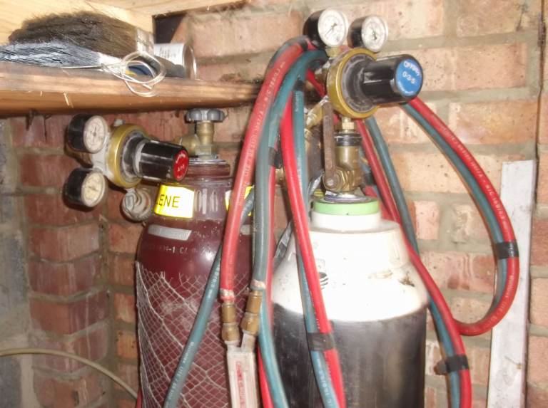 Oxy acetylene welding and cutting gear full size tanks.