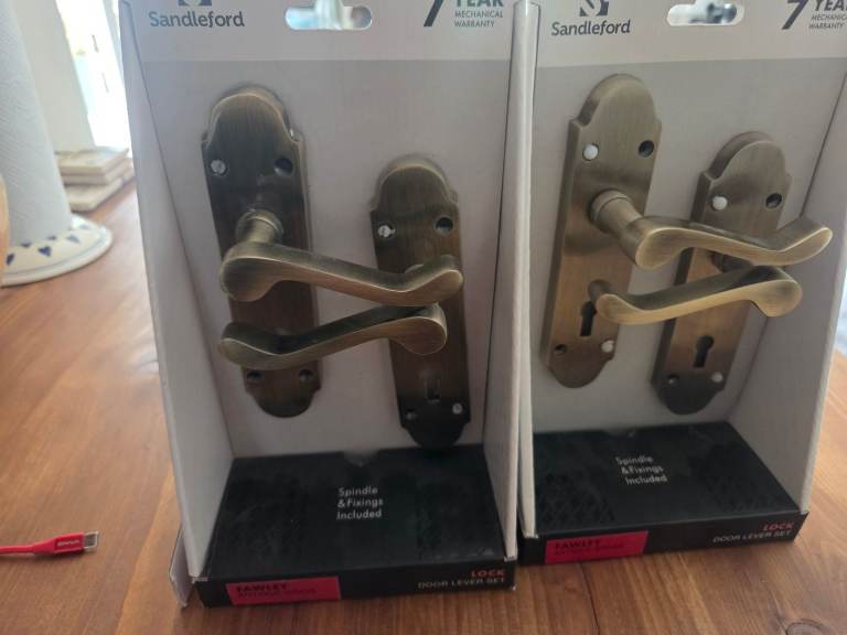 Sandleford  internal lock lever sets handles Fawley antique brass 2 available