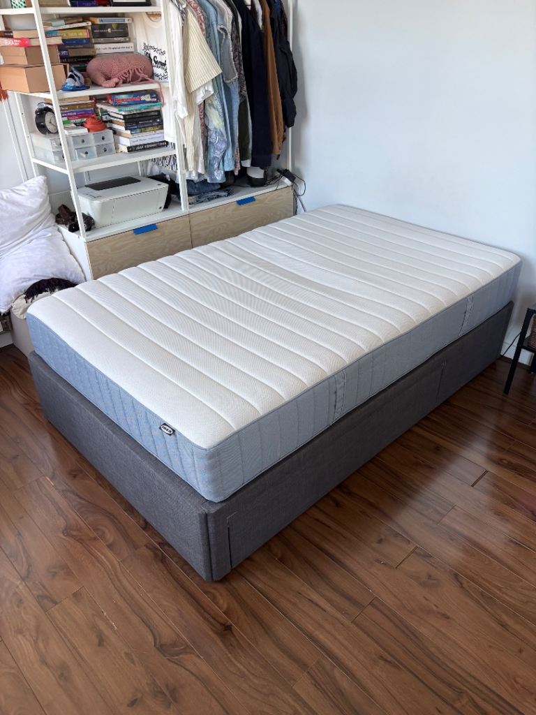 IKEA small double bed BALESTRAND and pocket sprung mattress VALEVAG