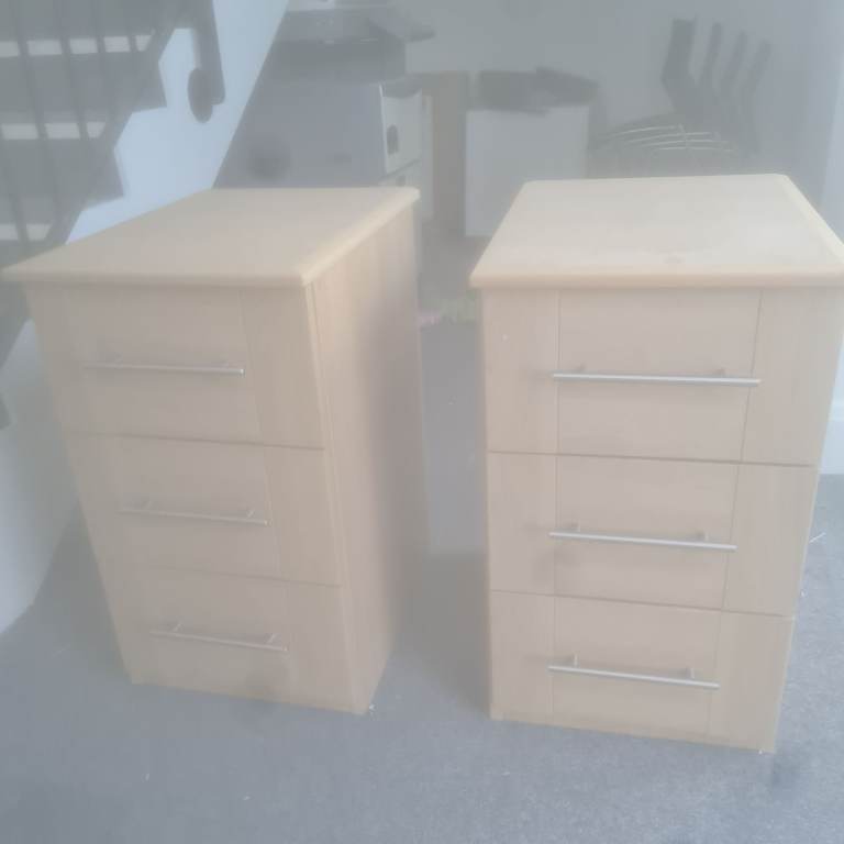 Set of 2 x 3 drawer desk high cabinets 