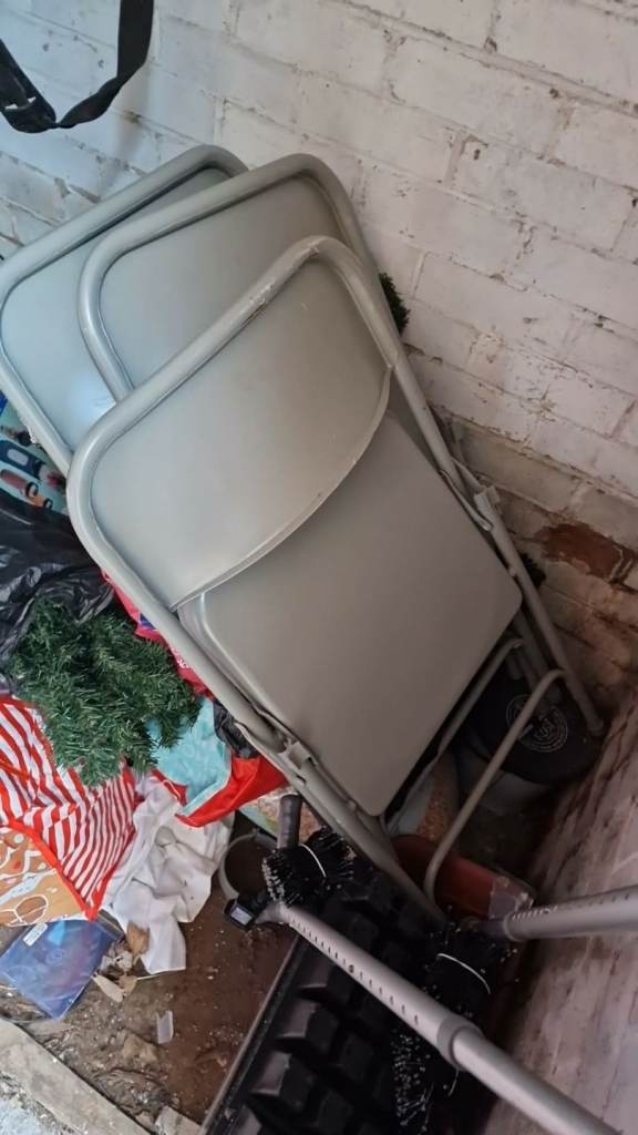 3 metal fold up chairs